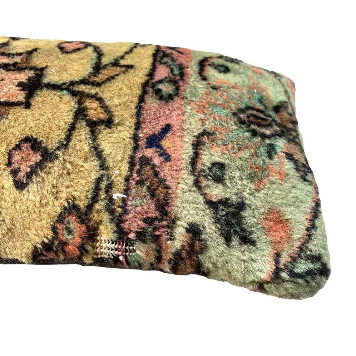 12'' X 24'' Vintage Hand Made Rug Cushion Cover, 30 X 60 Cm Decorative Rug Pillow Cover, Large Vintage Turkish Rug Cushion Cover photo Textiles