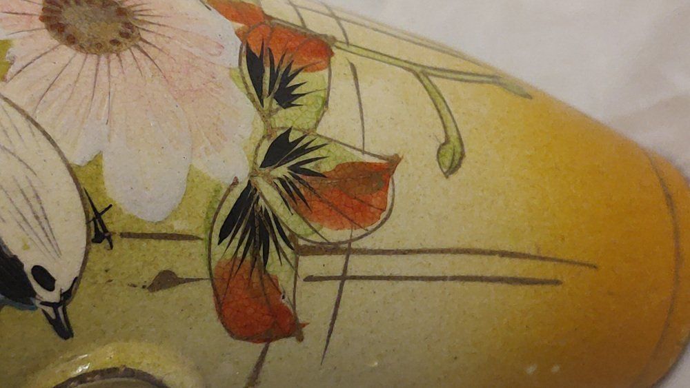 Art Deco Painted Ceramic Vase Spain 1930s photo for sale