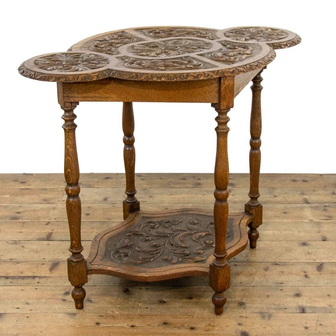 Unusual Antique Carved Oak Side Table  Antique Side Table  Antique Carved Tables  Console Table