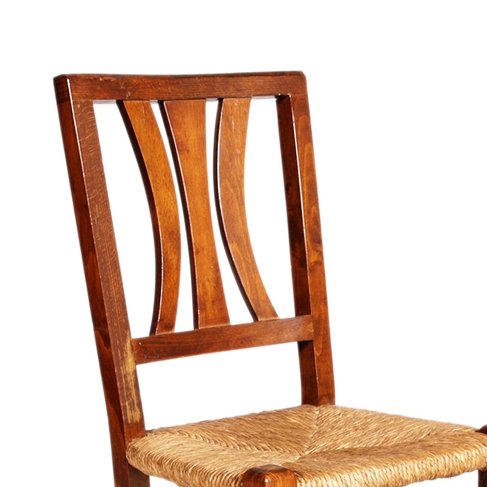 Antique Asolana Chair From The Early 1900s, Walnut With Straw Seat, Wax Polished photo Furniture