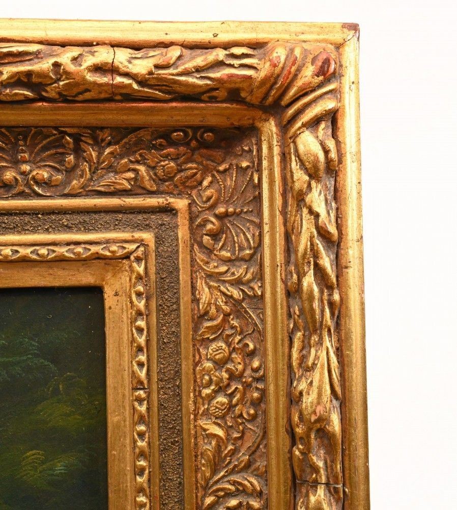 Victorian Oil Painting Gardening Lady Portrait Gilt Frame photo for sale