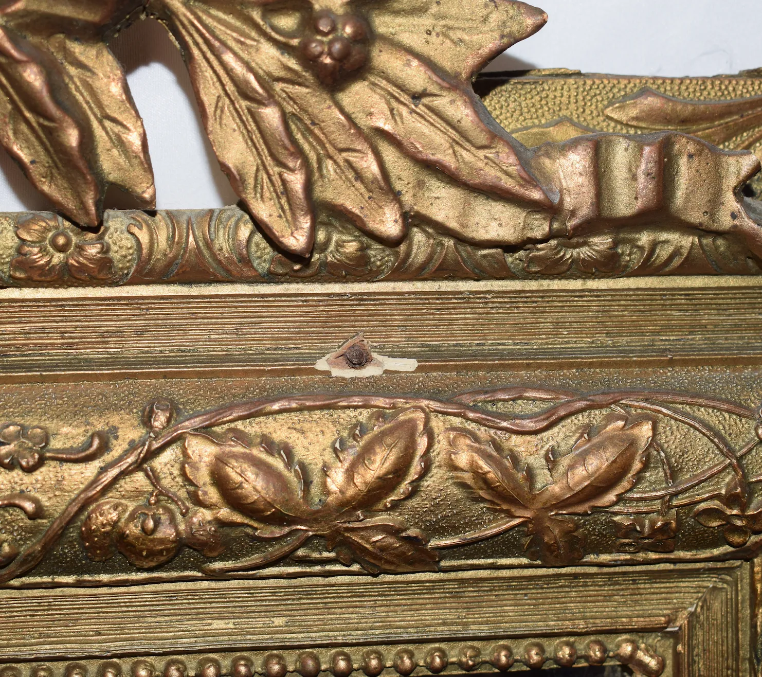 A French Napoleon III Gilt Gold Mirror With A Stucco Plaster Frame photo vinterior