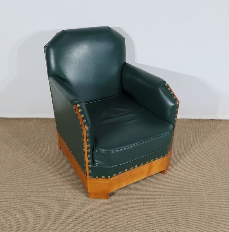 2832.5 Pair Of Art Deco Armchairs In Solid Cherry, 1st Part Of The 20th Century photo
