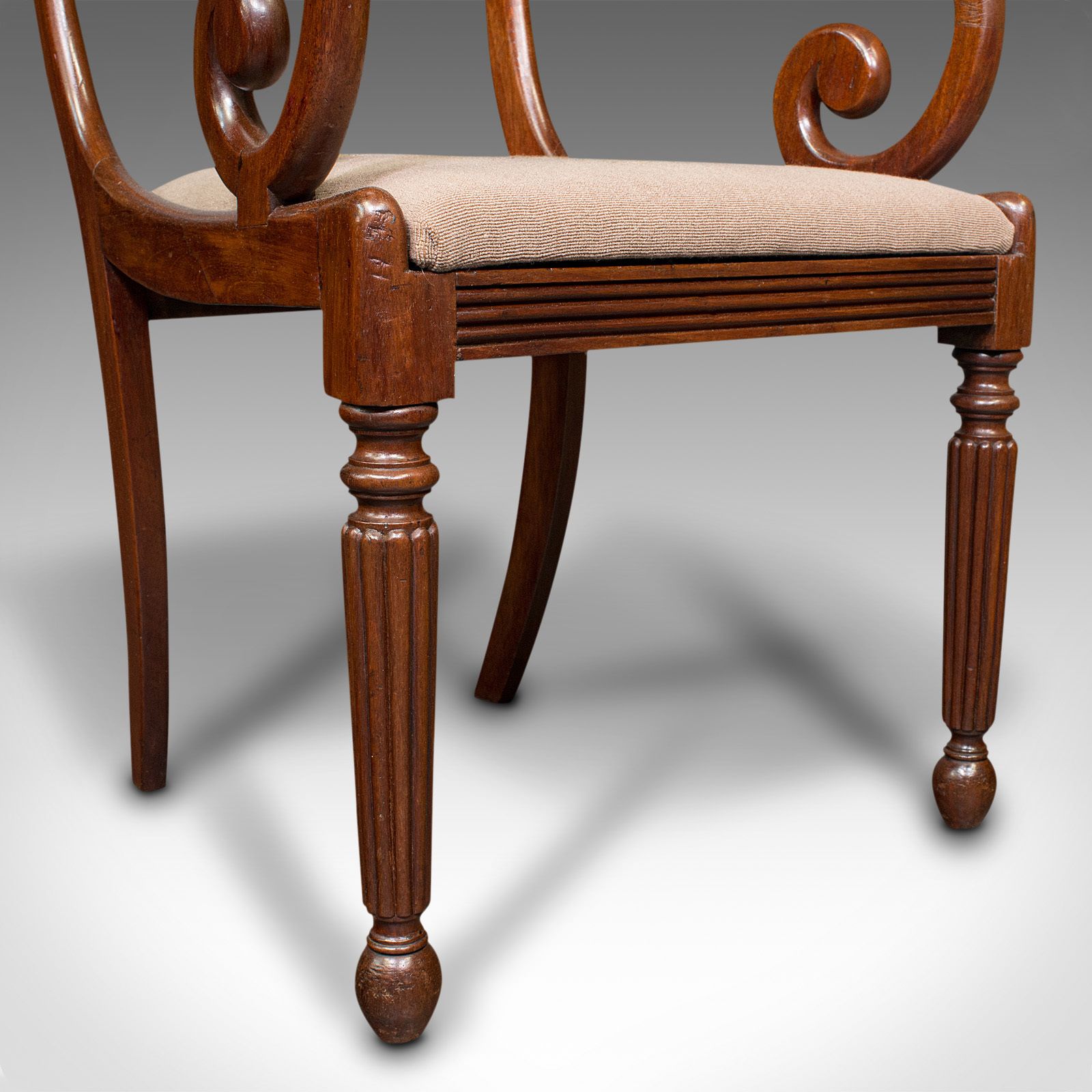 895.0 Antique Elbow Chair, English, Armchair, Needlepoint, Drop In Seat photo