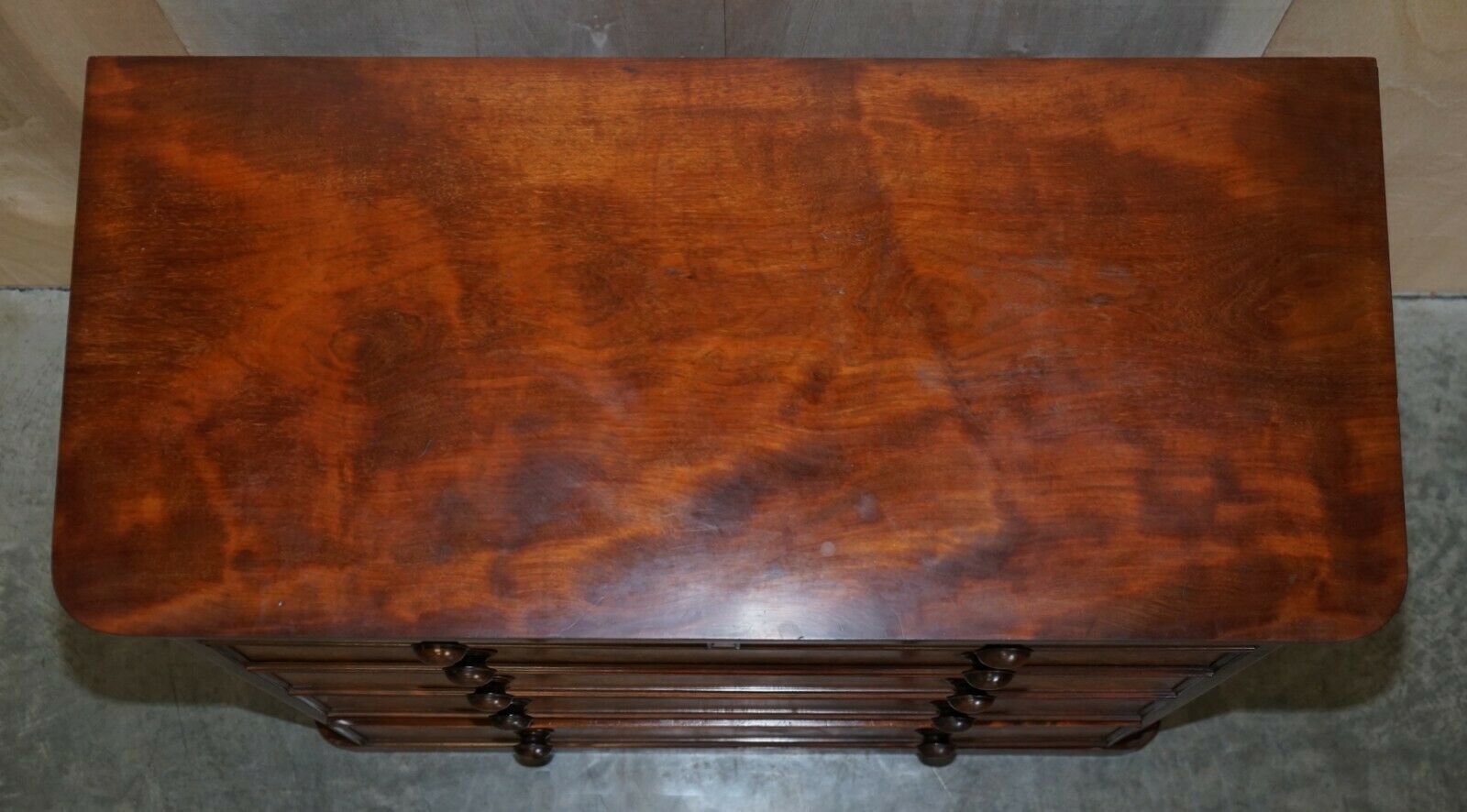 Antique Victorian Flamed Mahogany Two Over Four Chest Of Drawers Timber Patina photo vinterior