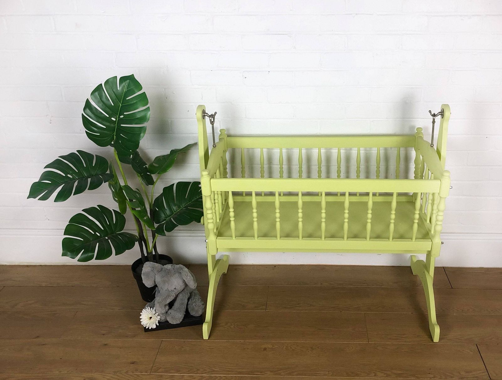 Full Size Swinging Crib In Citron Yellow For Dolls & Teddies photo furniture