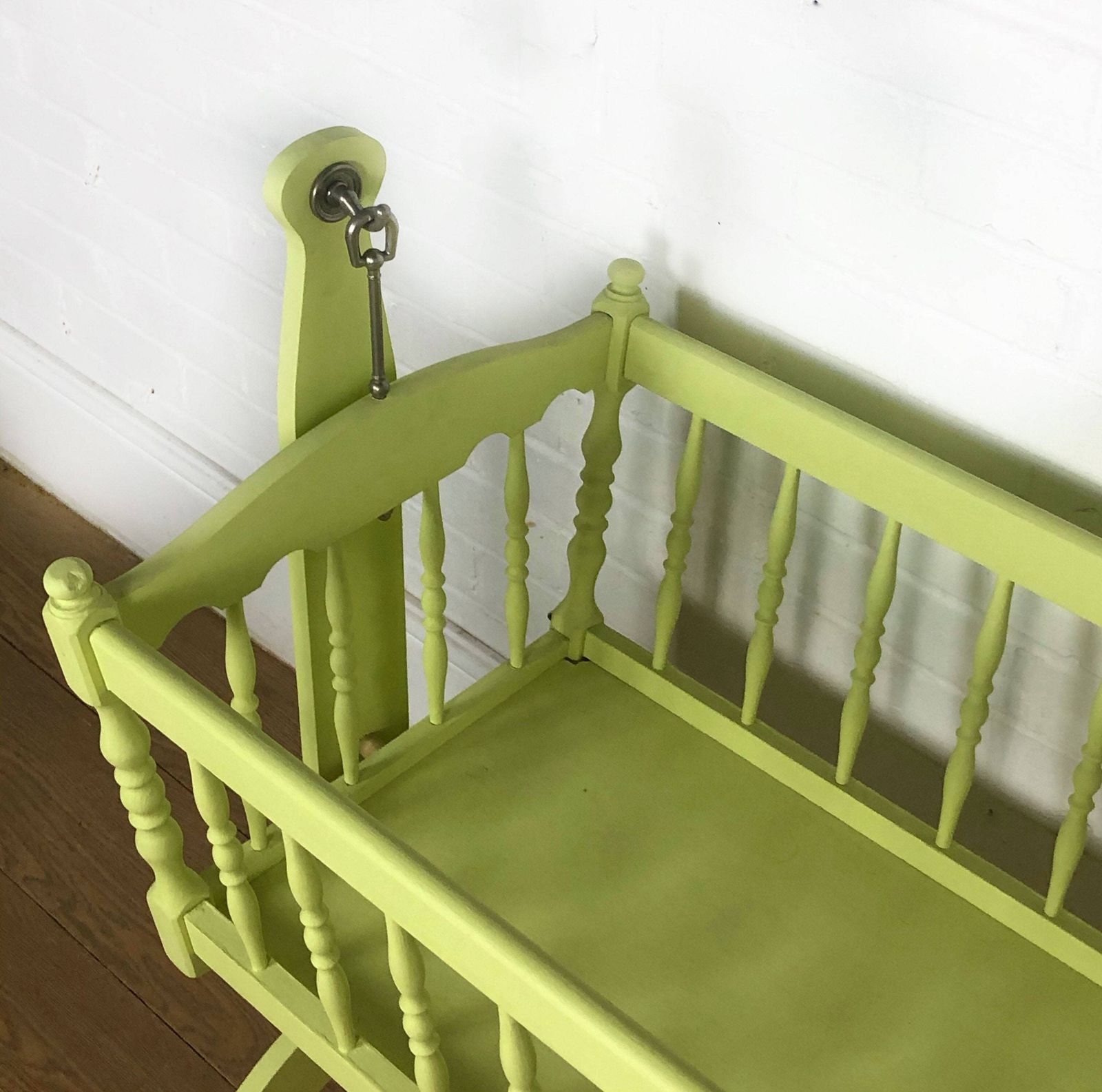 Full Size Swinging Crib In Citron Yellow For Dolls & Teddies photo for sale