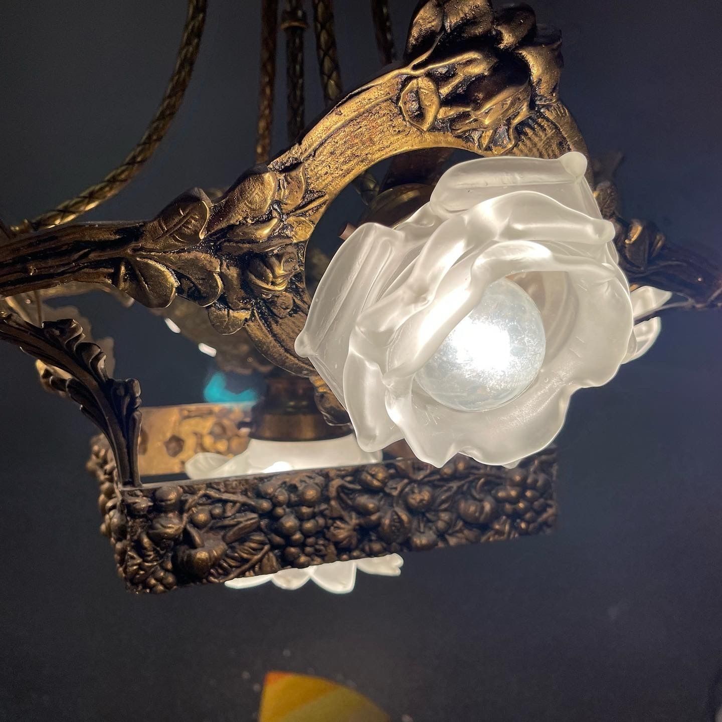 Italian Liberty Murano Glass Flower Chandelier photo 850.0