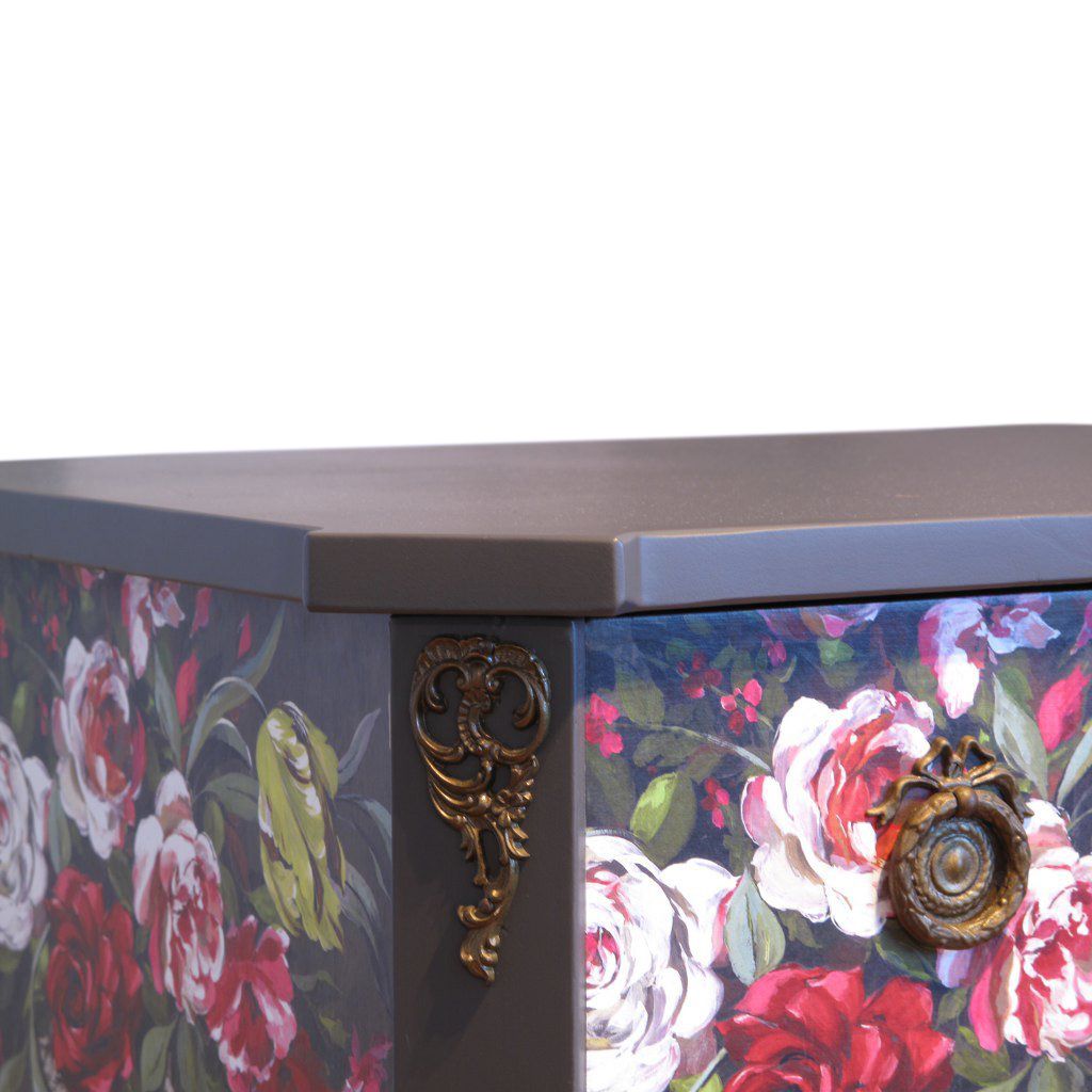 Gustavian Style Commode With Floral Christian Lacroix Design photo Furniture