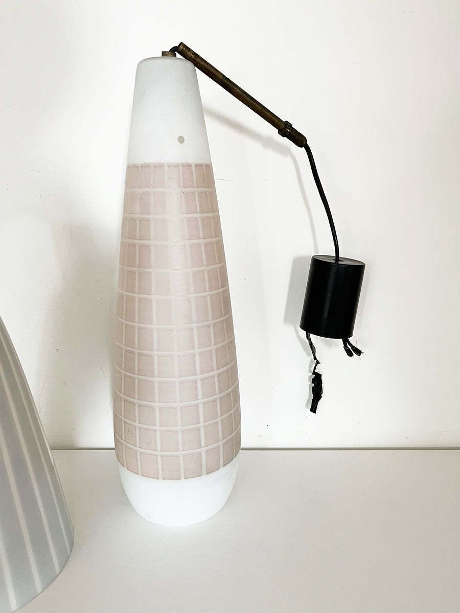Pair Of Checked And Striped Opaline Chandeliers Year: Circa 1960  Design photo for sale