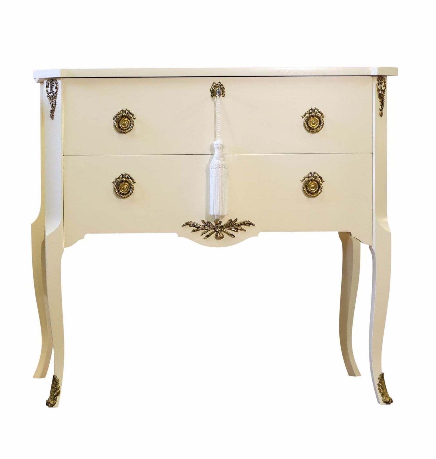 Gustavian Style Commode In Calming Cream With Brass Details photo furniture
