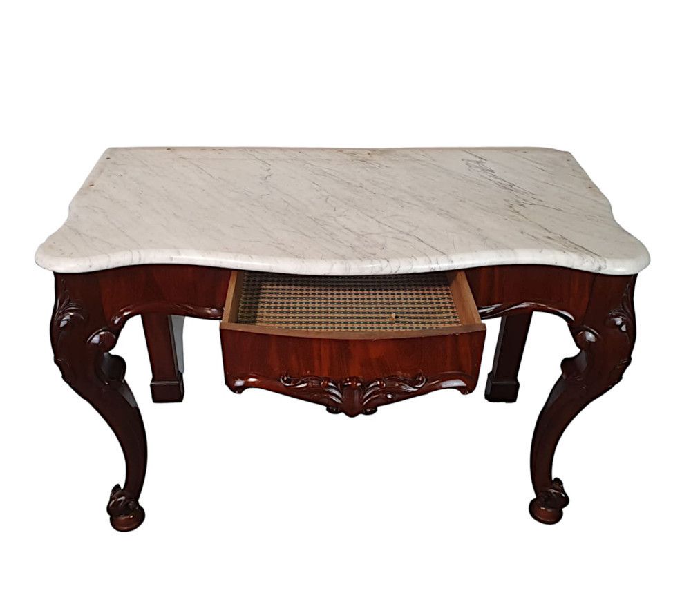 A Superb 19th Century Carrara White Marble Top Hall Or Console Table photo 3323.6696