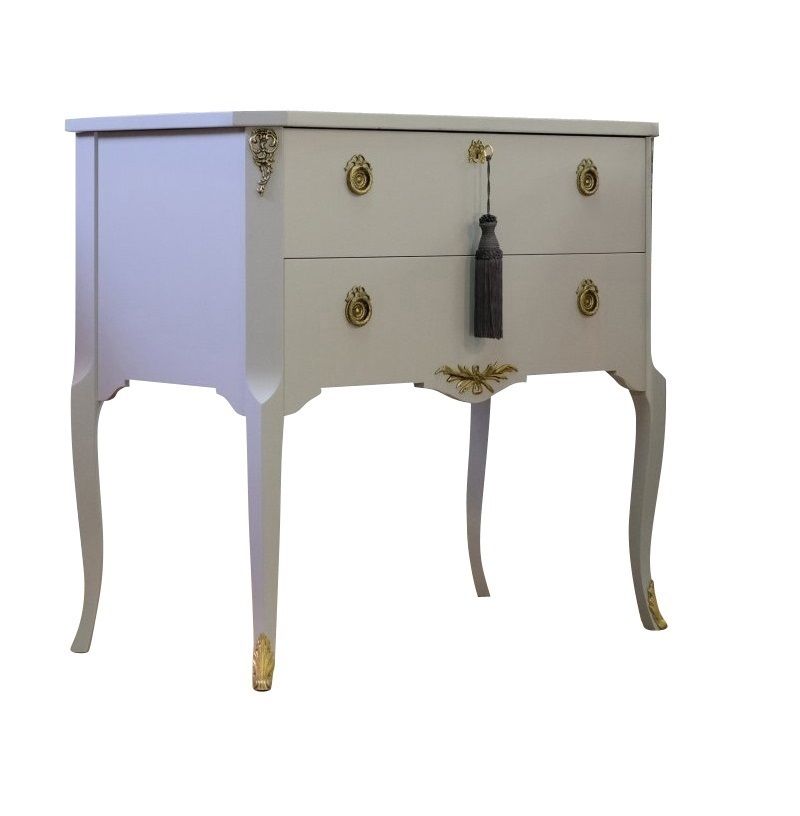 Gustavian Style Commode In Grey With Brass Details photo for sale
