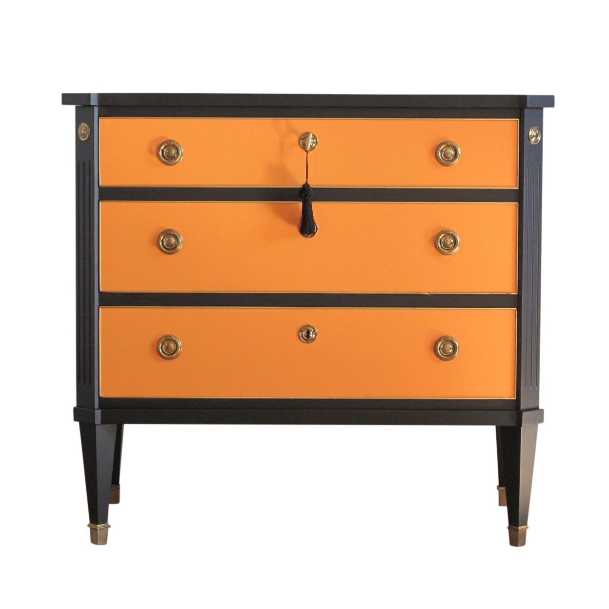 Vintage Orange Finish Gustavian Chest