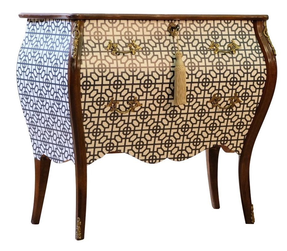 Rococo Two Drawer Chest With Art Deco Design  And Marble Top