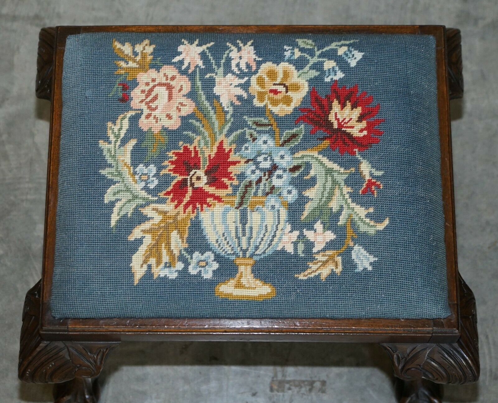 Fine Thomas Clarkson & Son Ltd Circa 1940 Hand Carved Claw & Ball Foot Stool photo Furniture