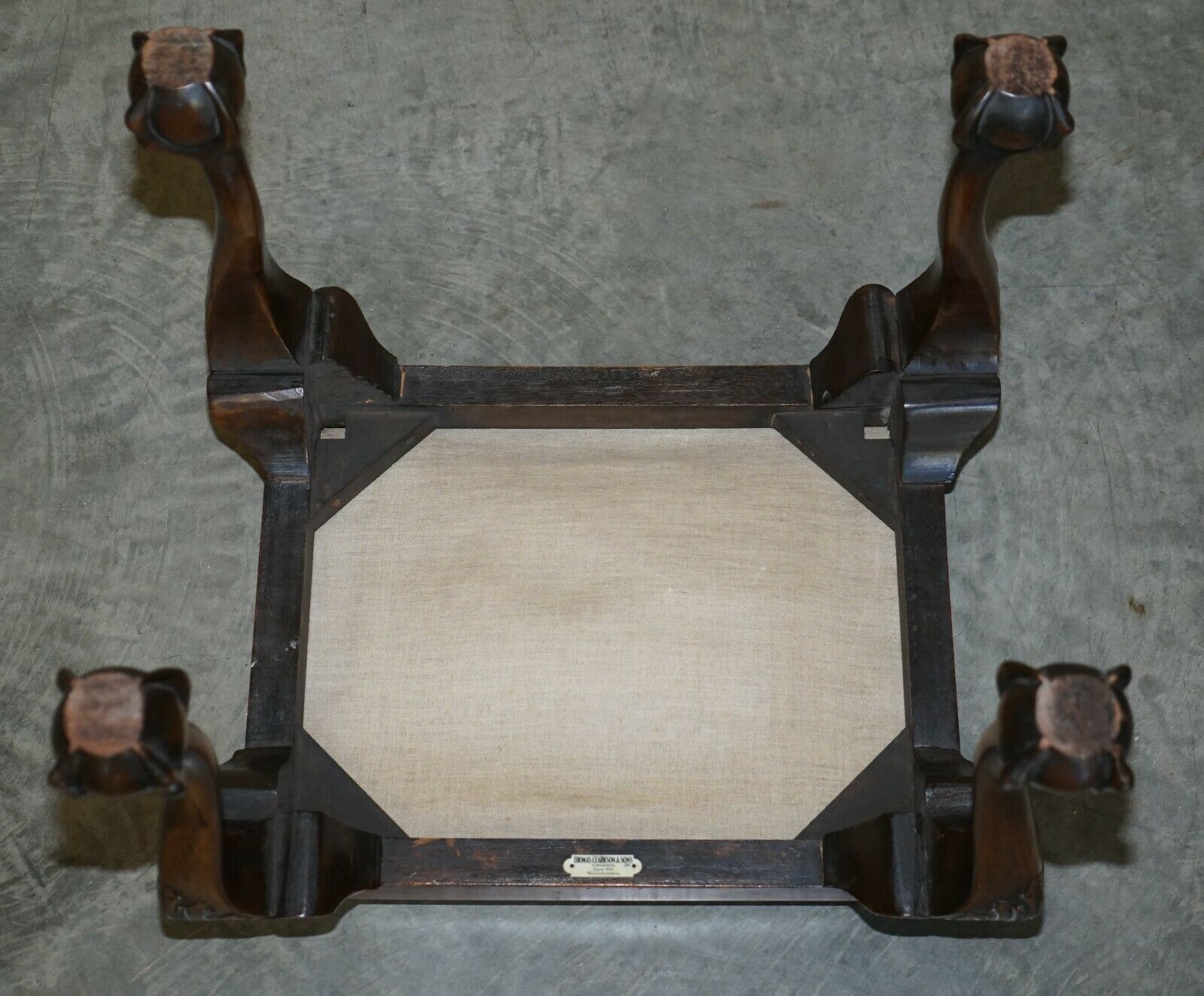 950.0 Fine Thomas Clarkson & Son Ltd Circa 1940 Hand Carved Claw & Ball Foot Stool photo