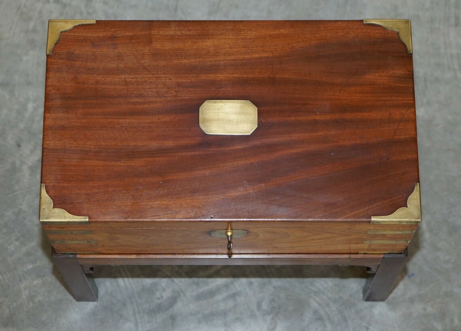 Exquisite Antique Mahogany Military Campaign Writing Slope Desk & Later Stand photo Furniture