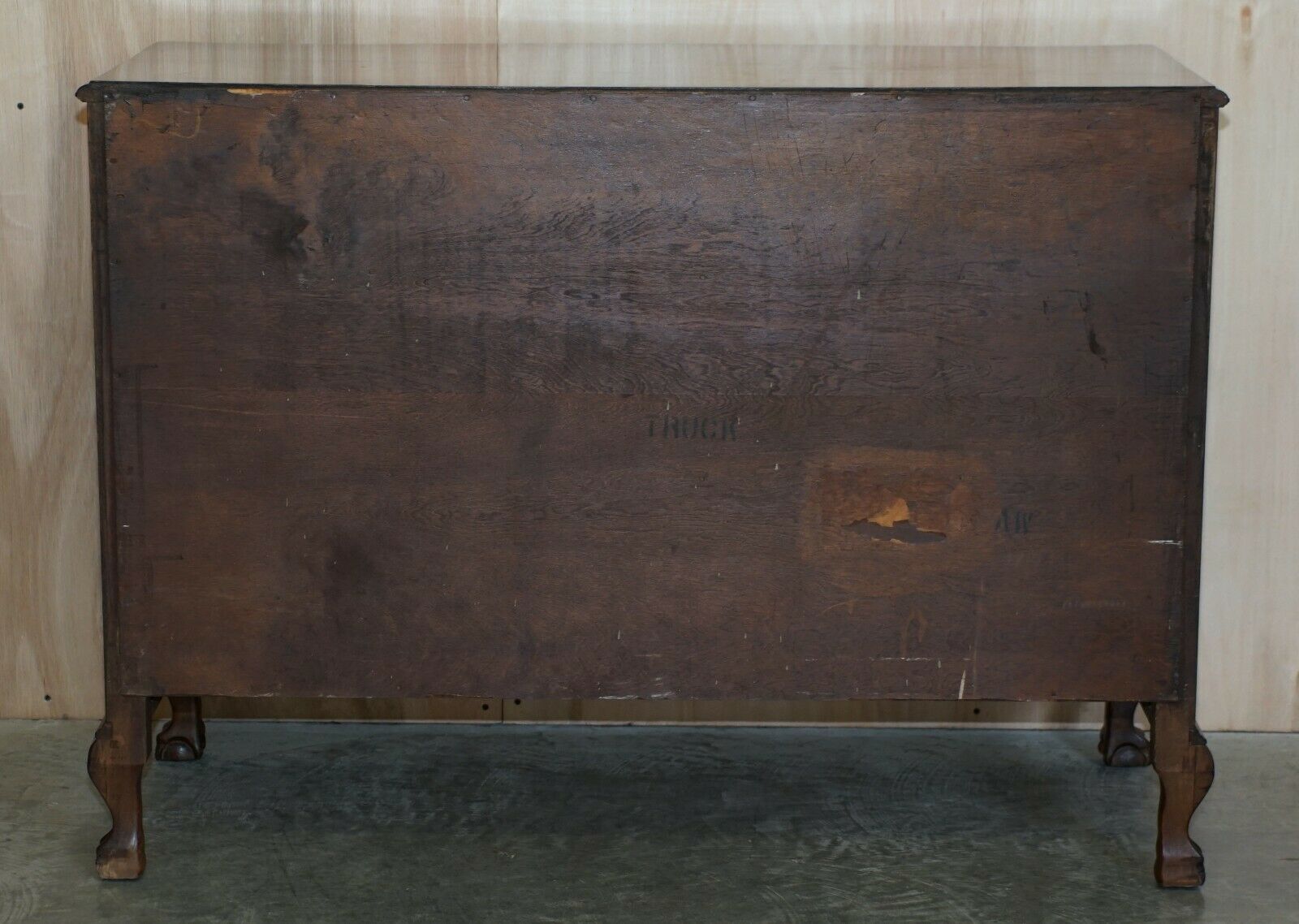 photo for sale Antique Serpentine Fronted Claw & Ball Feet Flamed Mahogany Chest Of Drawers