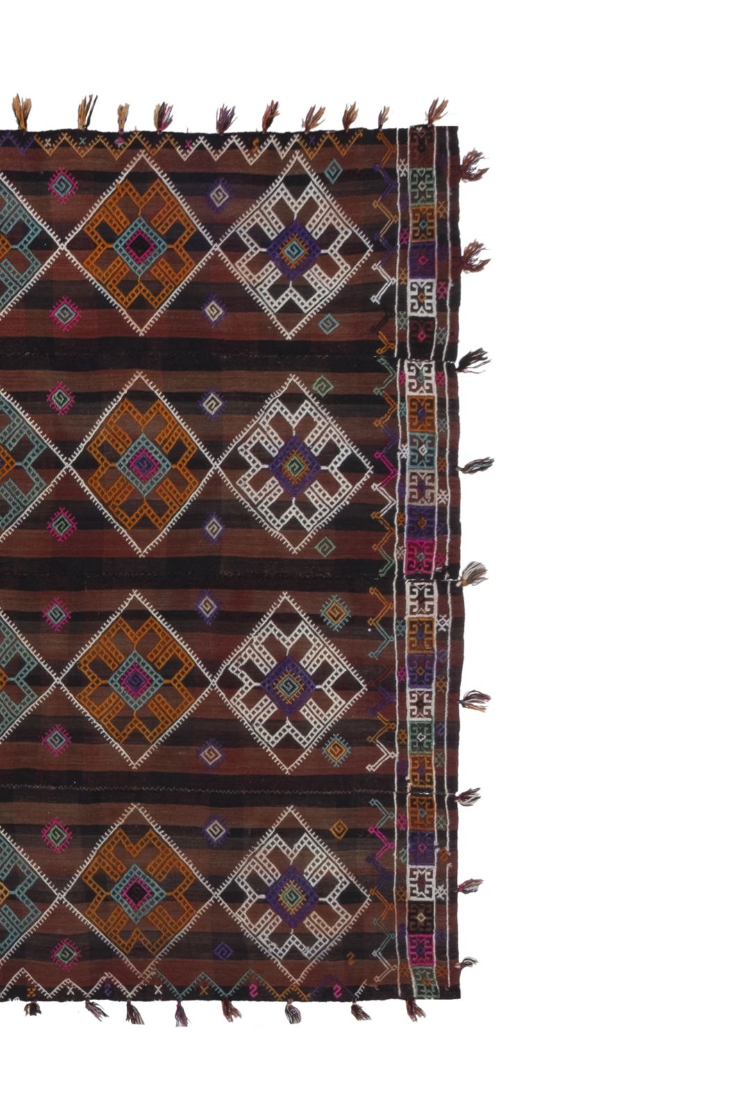Textiles Turkish Tribal Nomadic Flat Weave Pink Tone Kilim Rug  162 X 323 photo