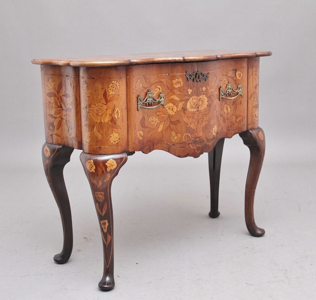 18th Century Dutch Marquetry Walnut Side Table