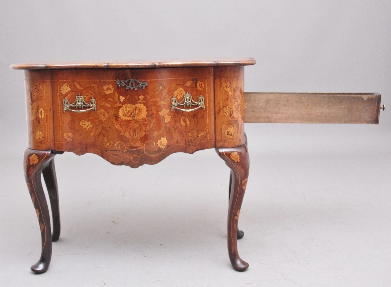 18th Century Dutch Marquetry Walnut Side Table photo for sale