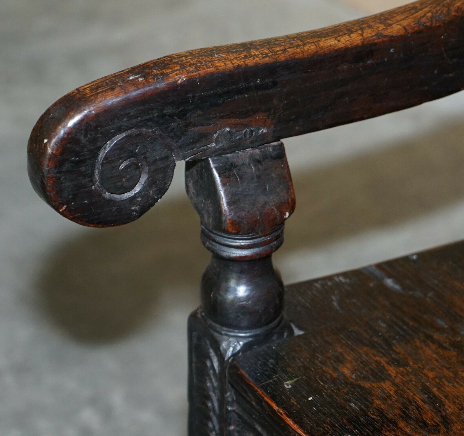 Fine & Rare Original 18th Century 1720 Wainscot Armchair Northern England Oak photo buy