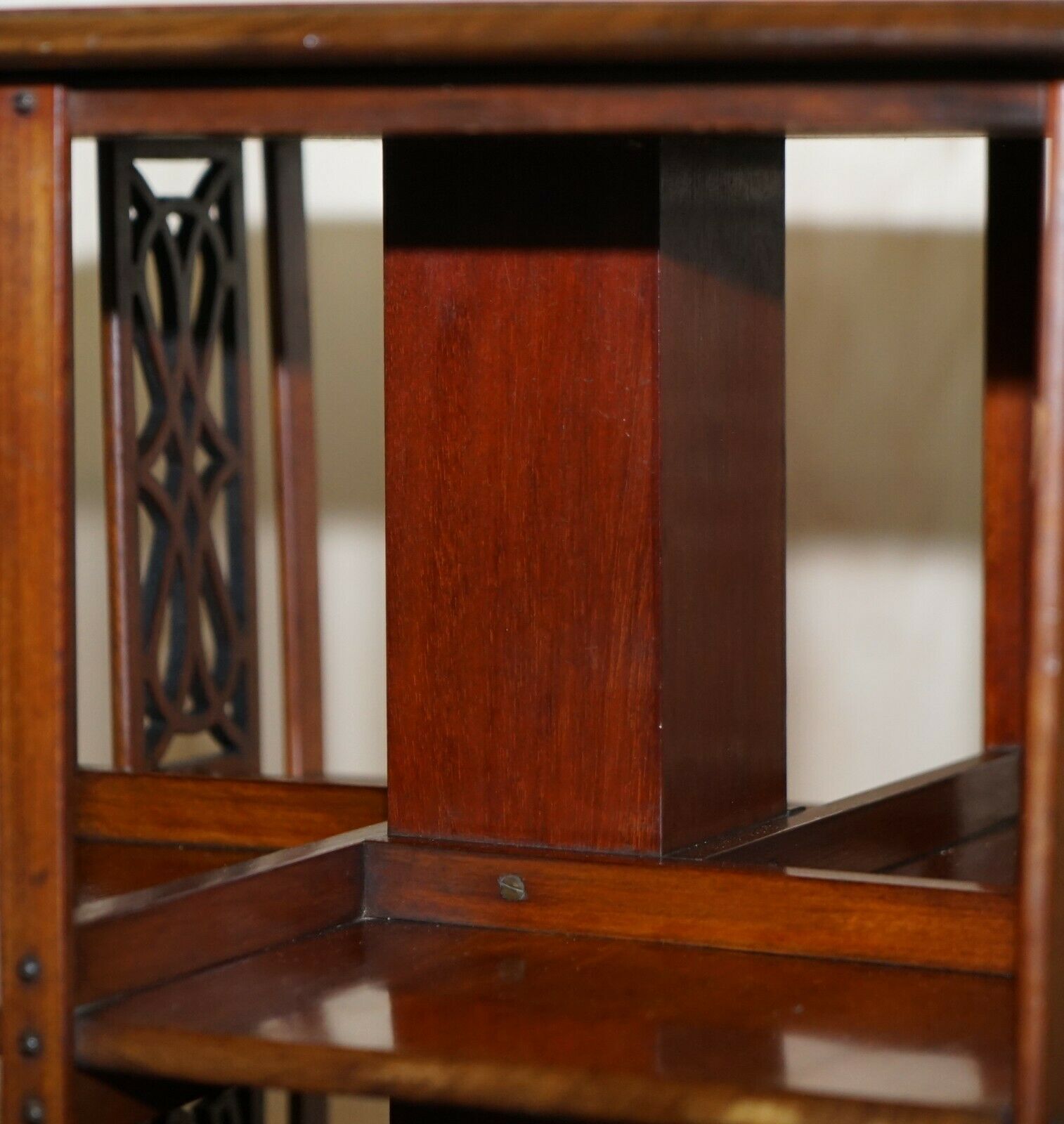 Victorian Sheraton Revival Mahogany & Satinwood Revolving Book Side End Table photo vintage