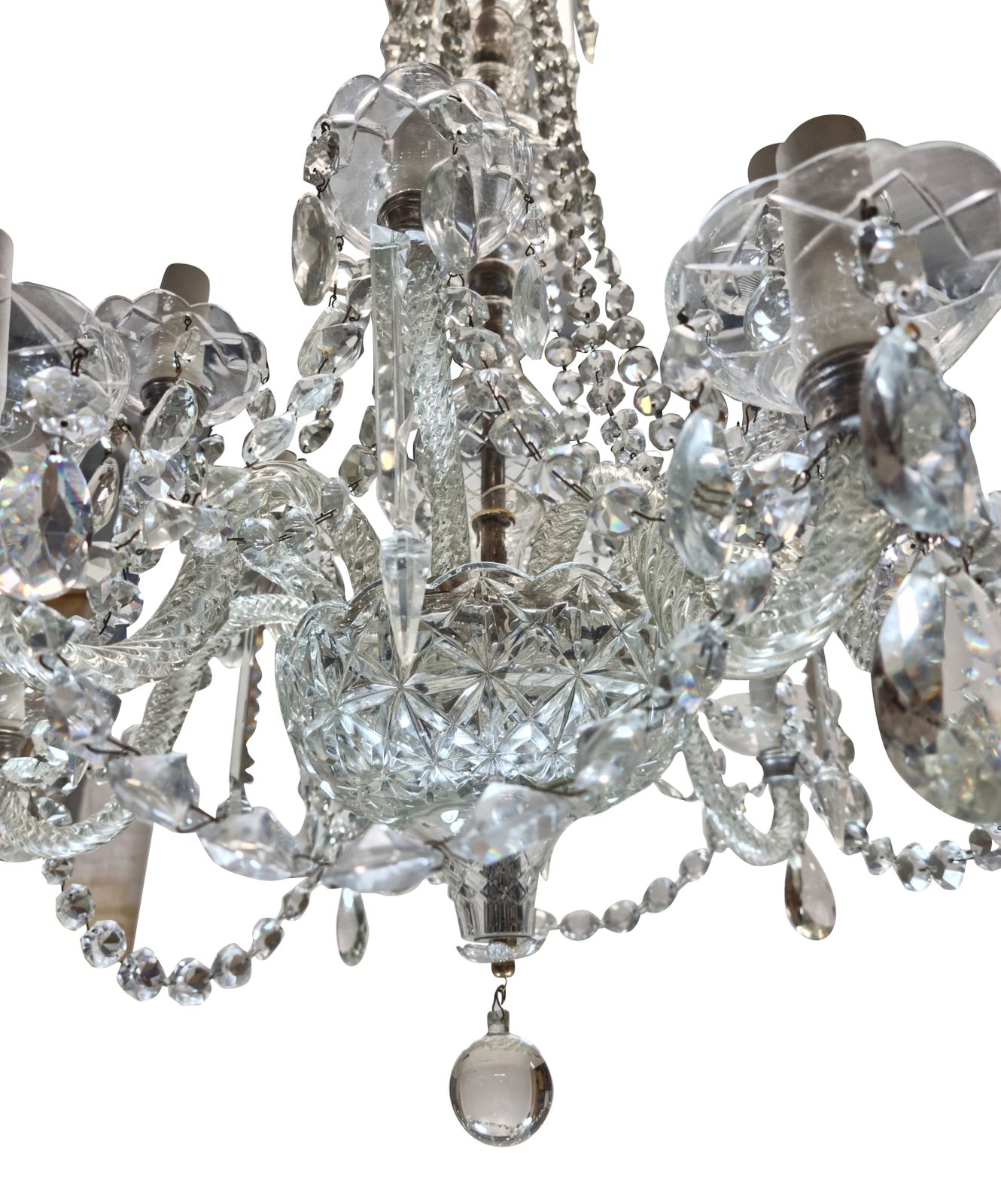 An English Twelve Light Cut Glass Chandelier photo Lighting