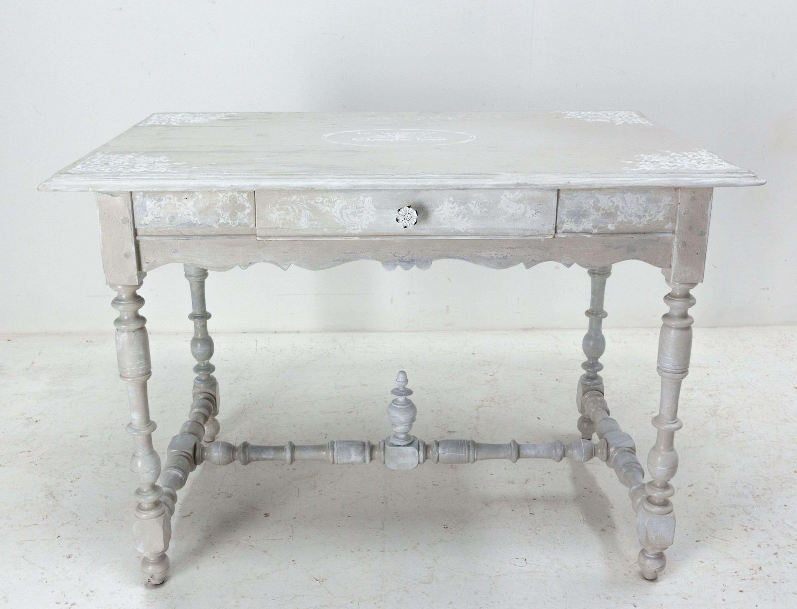 French Oak Writing Table Louis XIII Style And Shabby Finish, 19th Century photo furniture