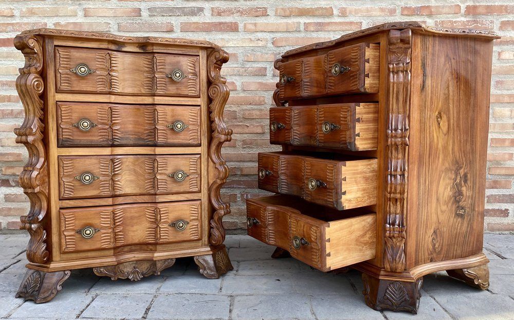 Italiaanse Nachtkastjes Van Wortelwalnoot En Fruitwood, Begin 20e Eeuw – Set Van 2 photo vinterior