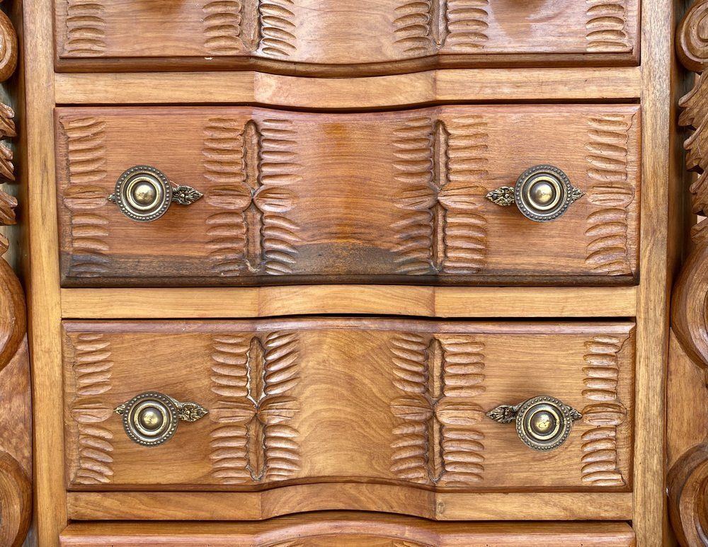 Early 20th Century Italian Burl Walnut And Fruitwood Bedside Commodes, Set Of 2 photo vintage