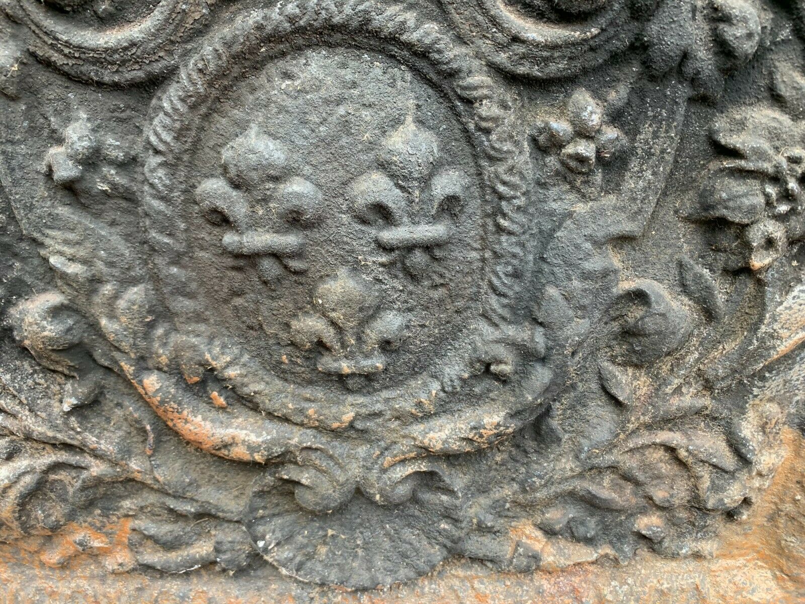 19th Century Cast Iron Fireplace Bottom Plate photo for sale