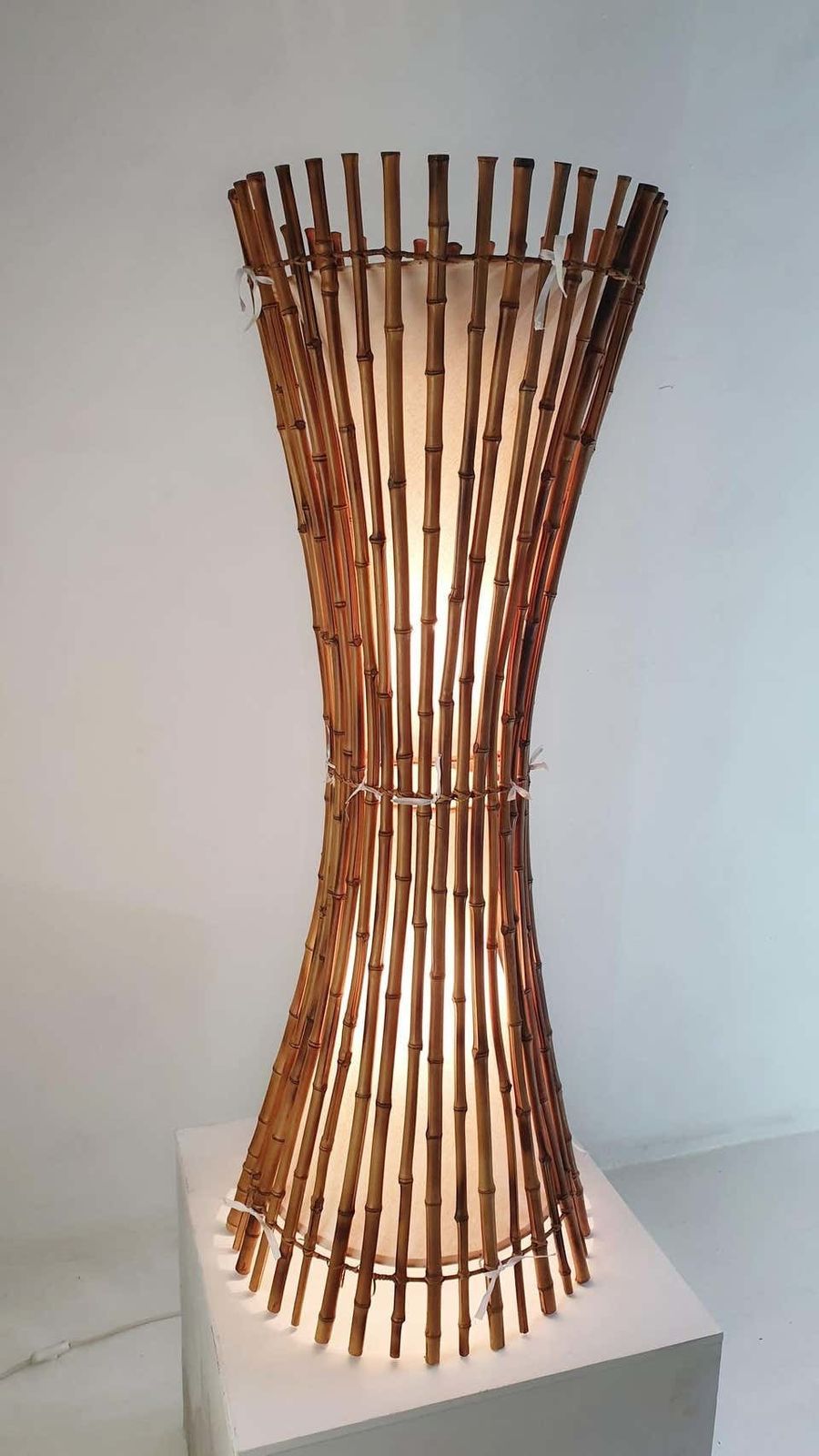 Mid Century Bamboo Floor Lamp After Franco Albini, 1960s photo Lighting