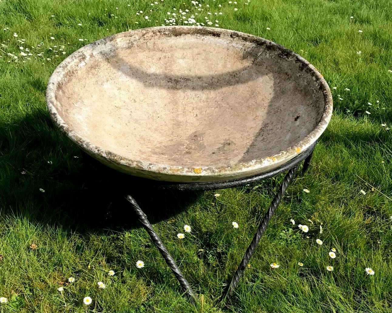 Reconstituted Cement Flower Box Planter Wrought Iron Base