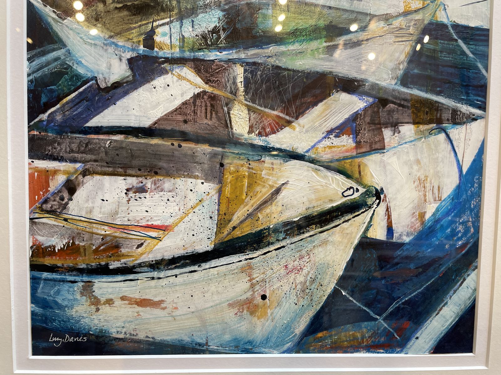 Mixed Media Study "Boats " , Signed photo for sale
