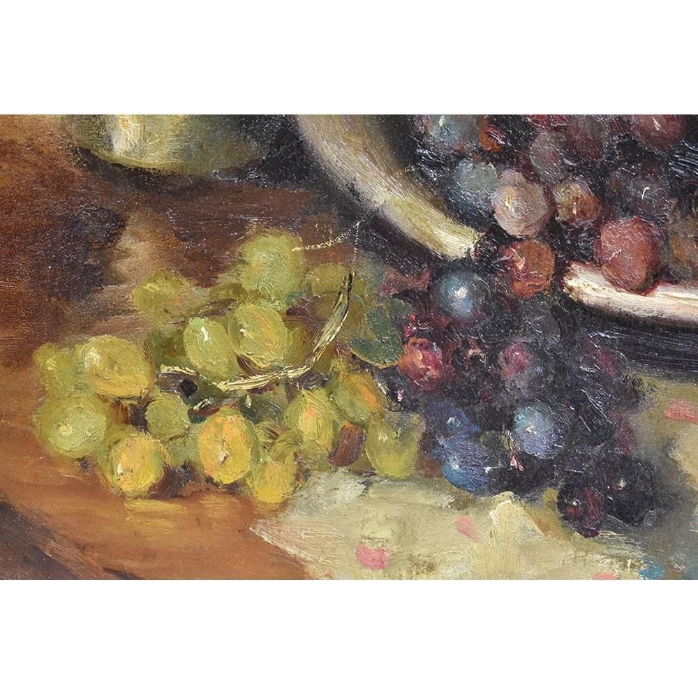 Antique Still Life With Fruit Painting, Dyf Marcel, Oil On Canvas, Early 20th Century. (Qnm395) photo Art