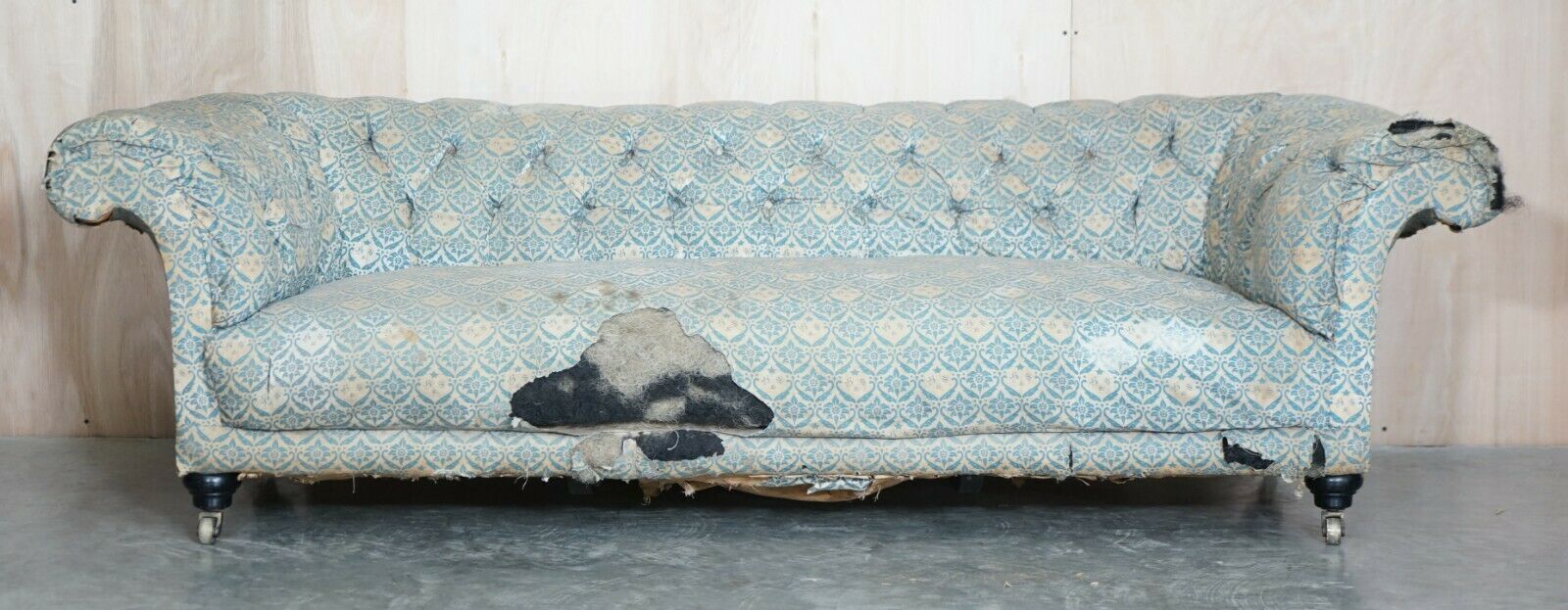 Unrestored Antique Victorian Howard & Son's Chesterfield Sofa Inc Ticking Fabric photo furniture