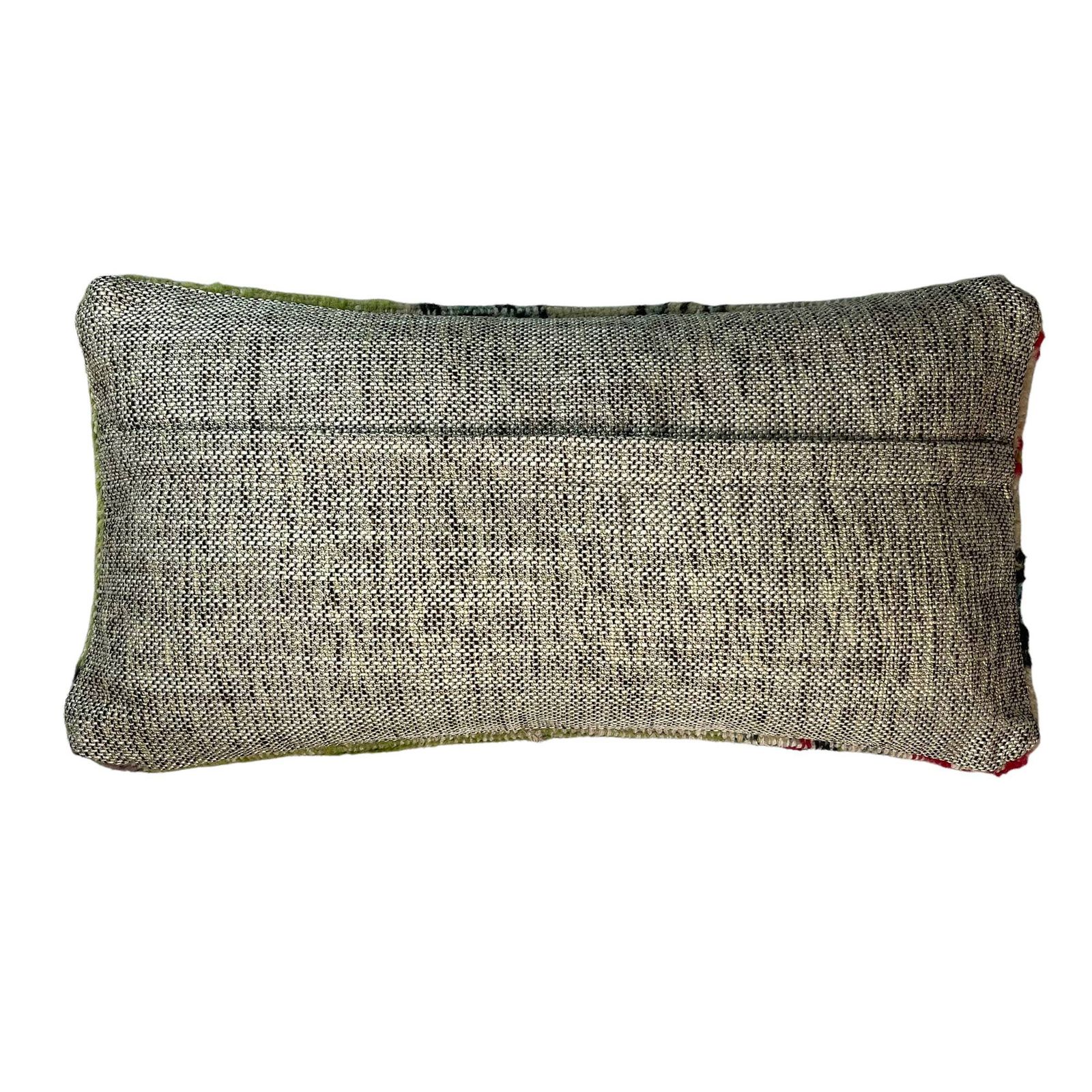 12'' X 24'' Vintage Hand Made Rug Cushion Cover, 30 X 60 Cm Decorative Rug Pillow Cover, Large Vintage Turkish Rug Cushion Cover photo for sale
