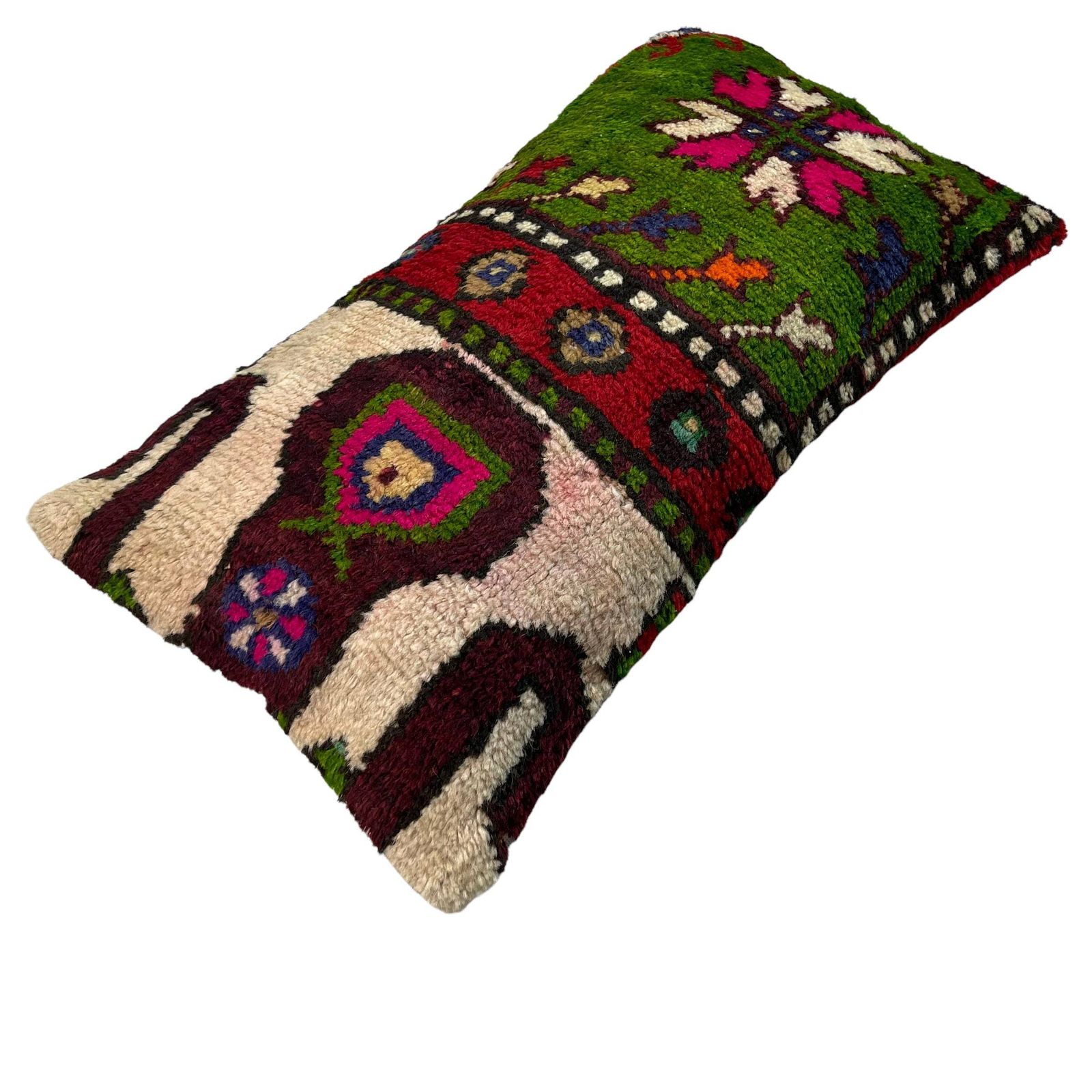 12'' X 24'' Vintage Hand Made Rug Cushion Cover, 30 X 60 Cm Decorative Rug Pillow Cover, Large Vintage Turkish Rug Cushion Cover photo 75.0