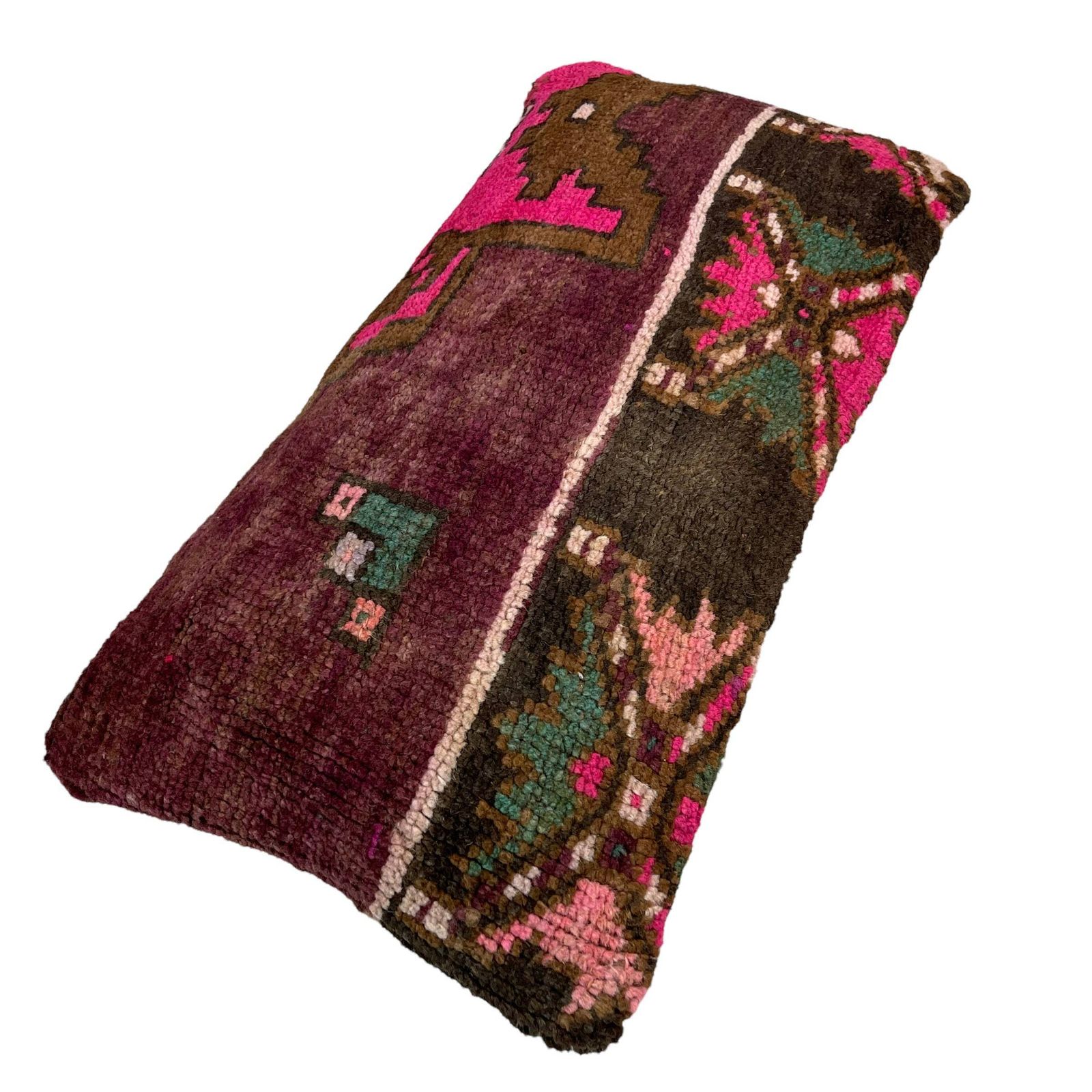 12'' X 24'' Vintage Hand Made Rug Cushion Cover, 30 X 60 Cm Decorative Rug Pillow Cover, Large Vintage Turkish Rug Cushion Cover photo Textiles