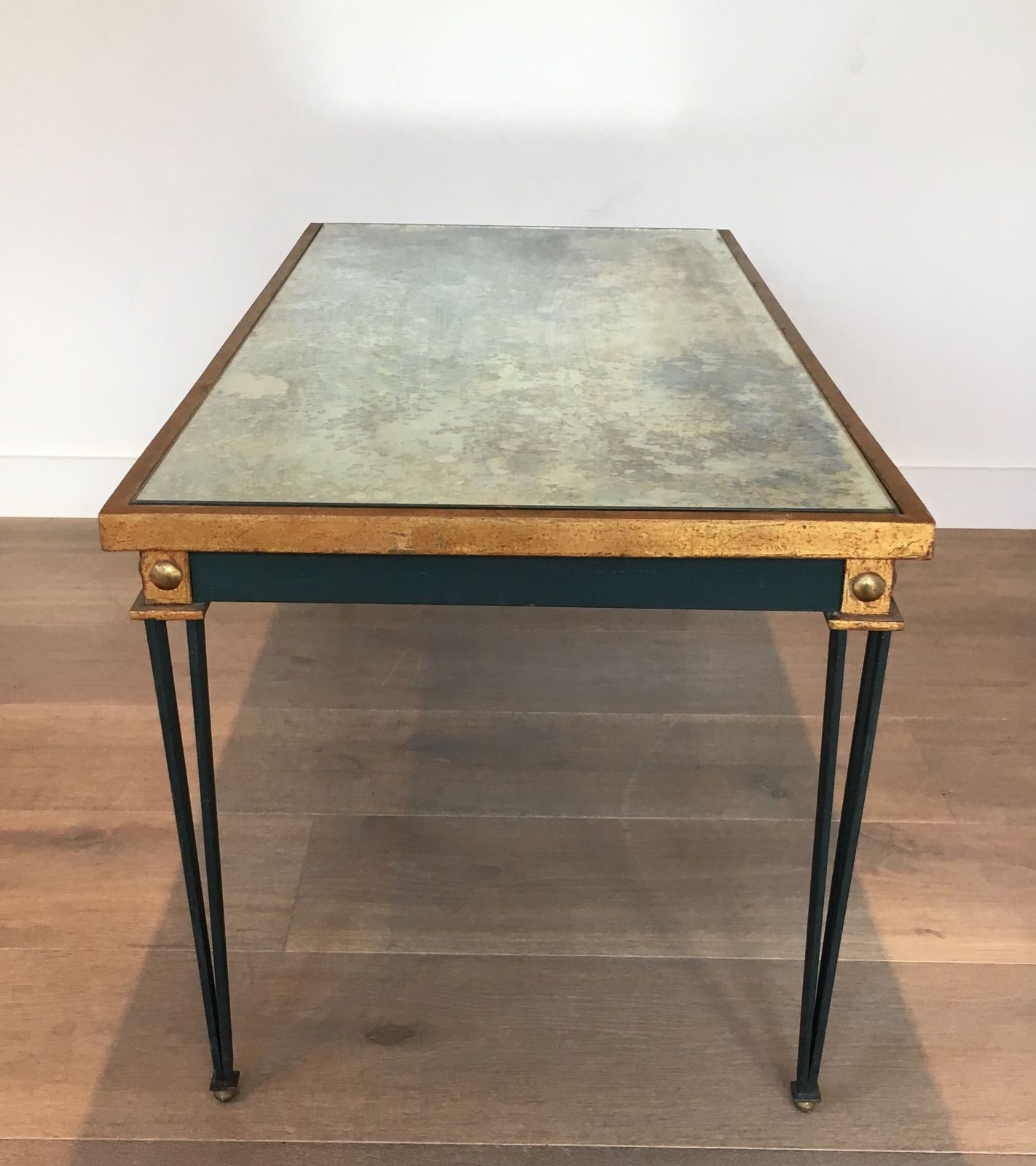 Coffee Table In Patinated And Gilded Steel In The Taste Of Jacques Quinet photo Furniture