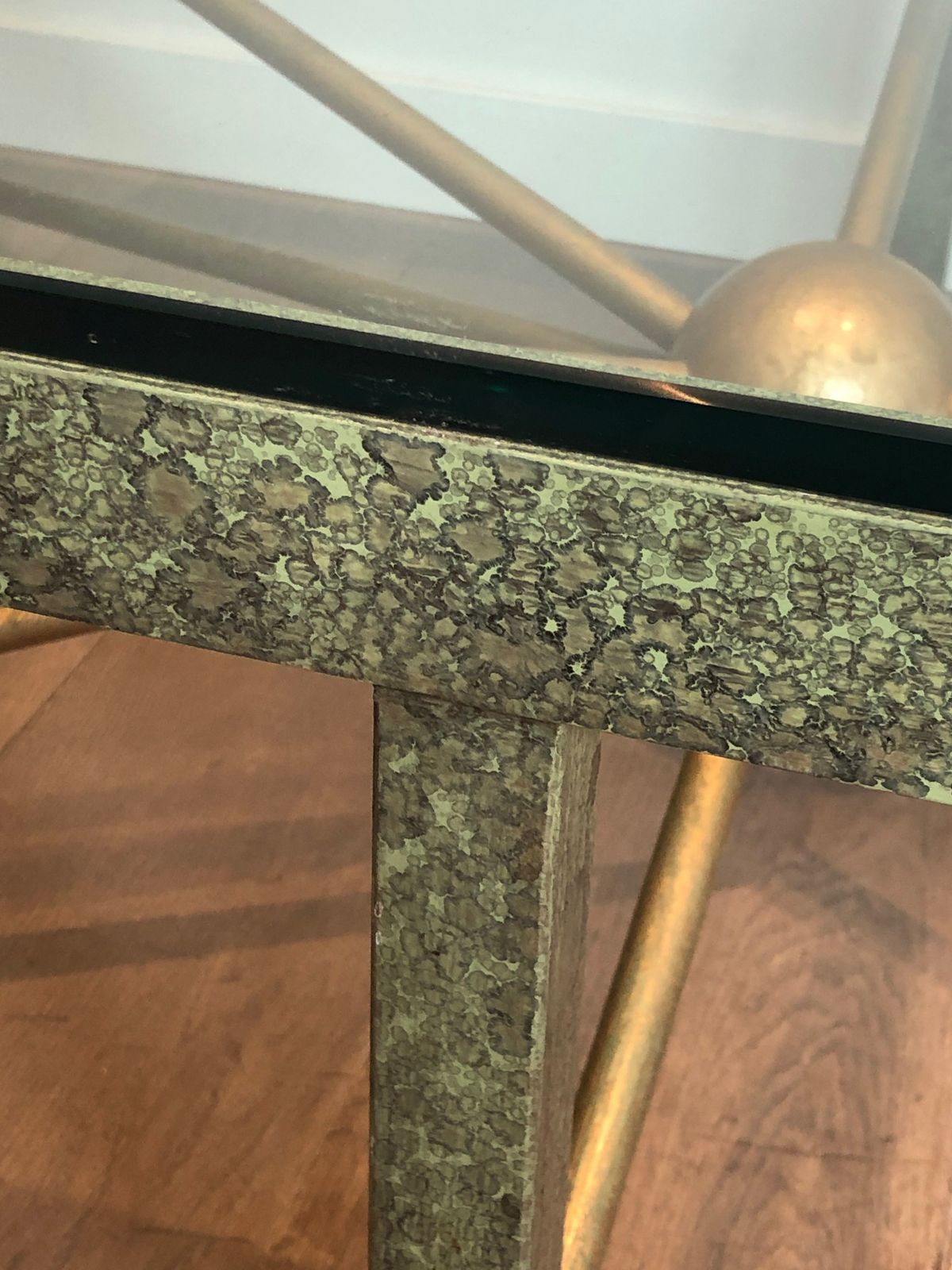 5800.0 Important Patinated And Golden Steel And Wrought Iron Coffee Table photo
