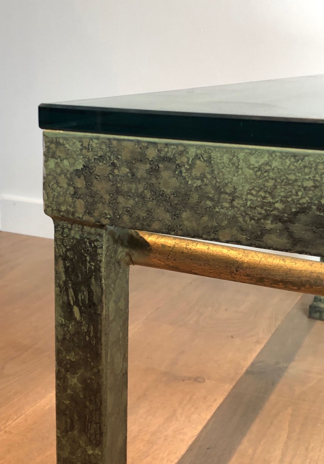 photo buy Important Patinated And Golden Steel And Wrought Iron Coffee Table