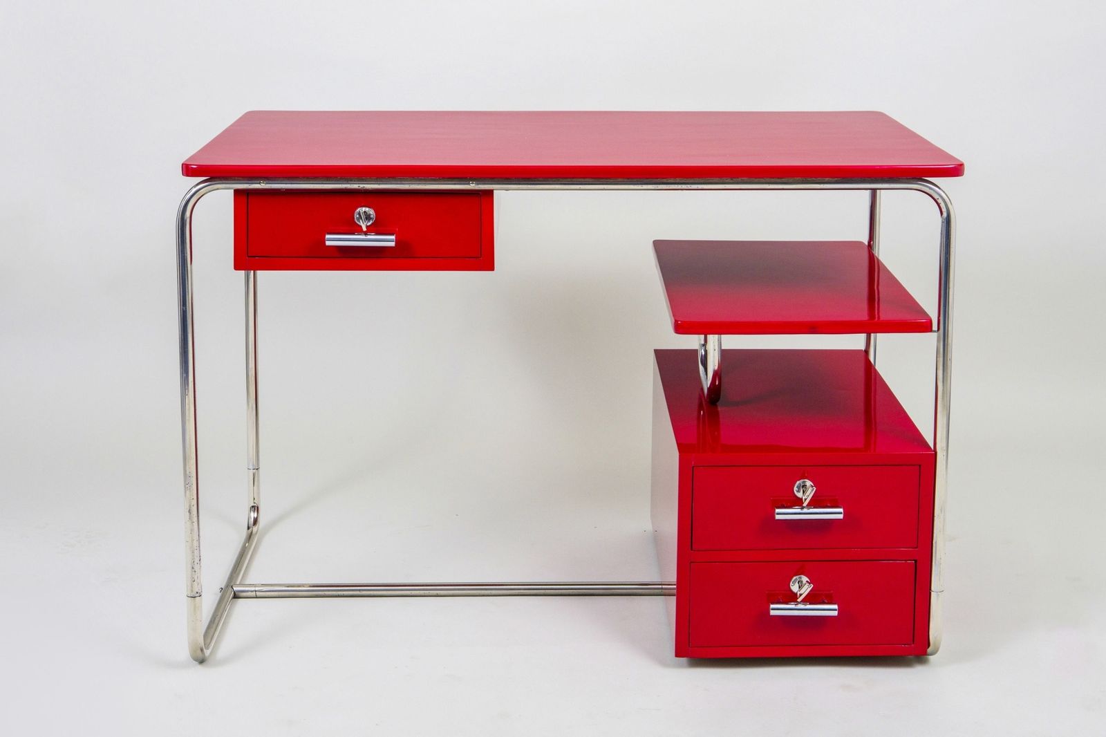 Red Bauhaus Writing Desk Made In 1930s Germany   Restored photo buy