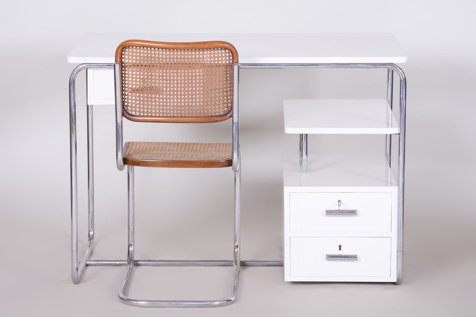White Bauhaus Writing Desk Made In 1930s Germany   Restored photo for sale