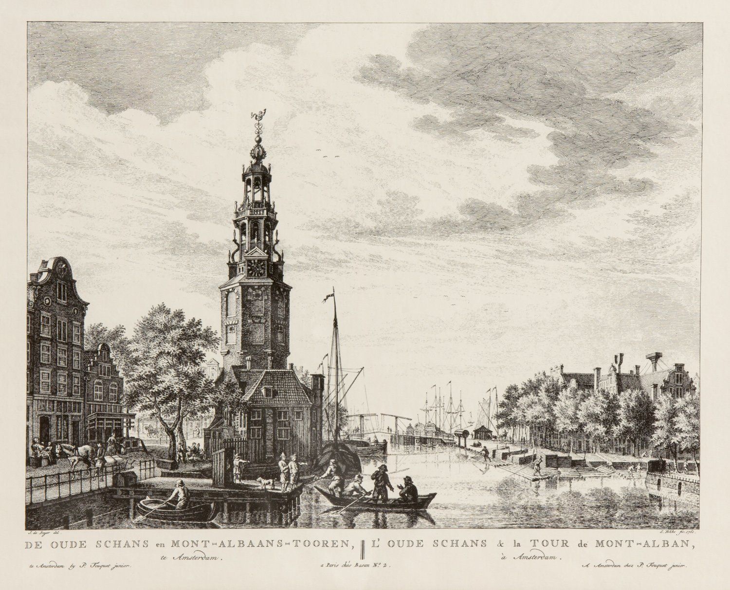 Simon Fokke, Oudeschans, Copperplate Engraving  1760 photo furniture