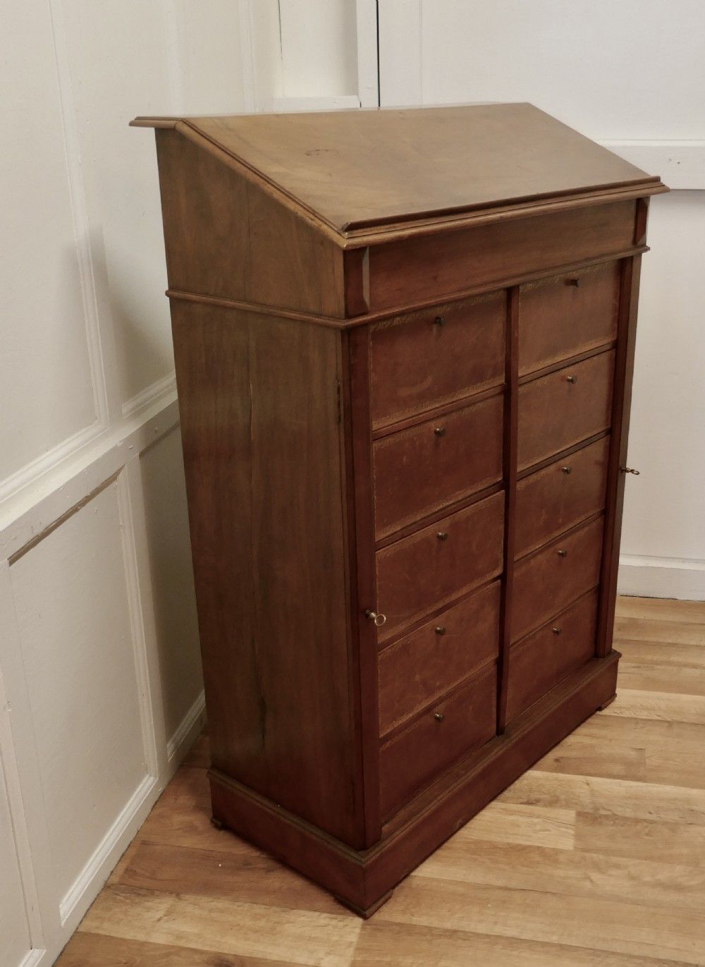 French Walnut Cartonniere Wellington Chest Filing Cabinet, photo Furniture