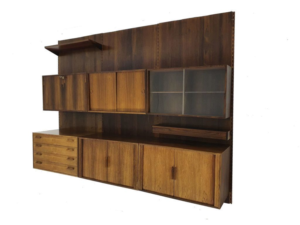 Rosewood Wall Unit By Kai Kristiansen For Feldballes Mobelfabrik, Denmark 1950's