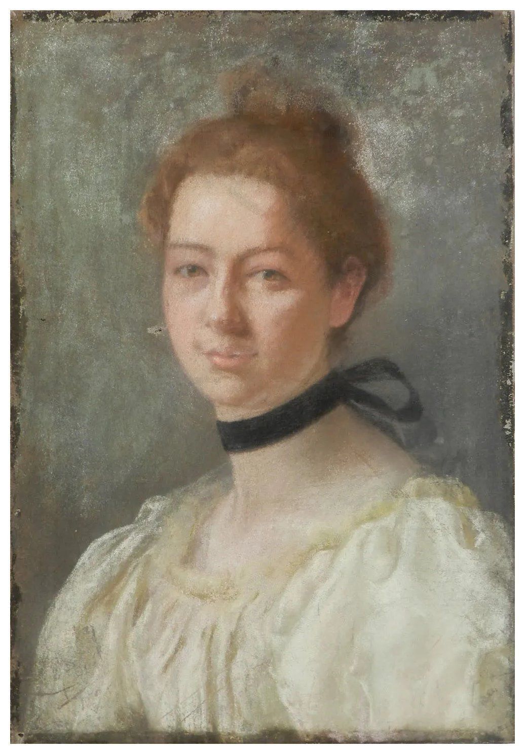 Portrait Of A Lady 19th Century Painting French Pastel On Canvas photo furniture